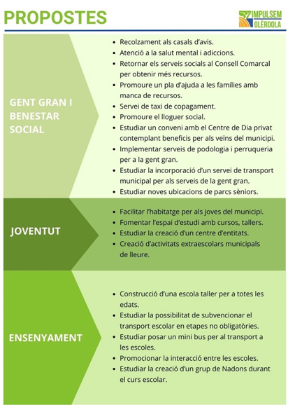 ImpulsemOlerdol's tweet photo. Us presentem nostre programa 📄 pensat per a tots els olèrdolencs i olèrdolenques que formen el nostre poble i que són la nostra gent. Sense ells vosaltres no som ningú.
#votaimpulsem #eleccionsmunicipals2023 #moja #cantrabal #daltmar #santperemolanta #santmiqueldolèrdola https://t.co/dMuuo2gJ0Y