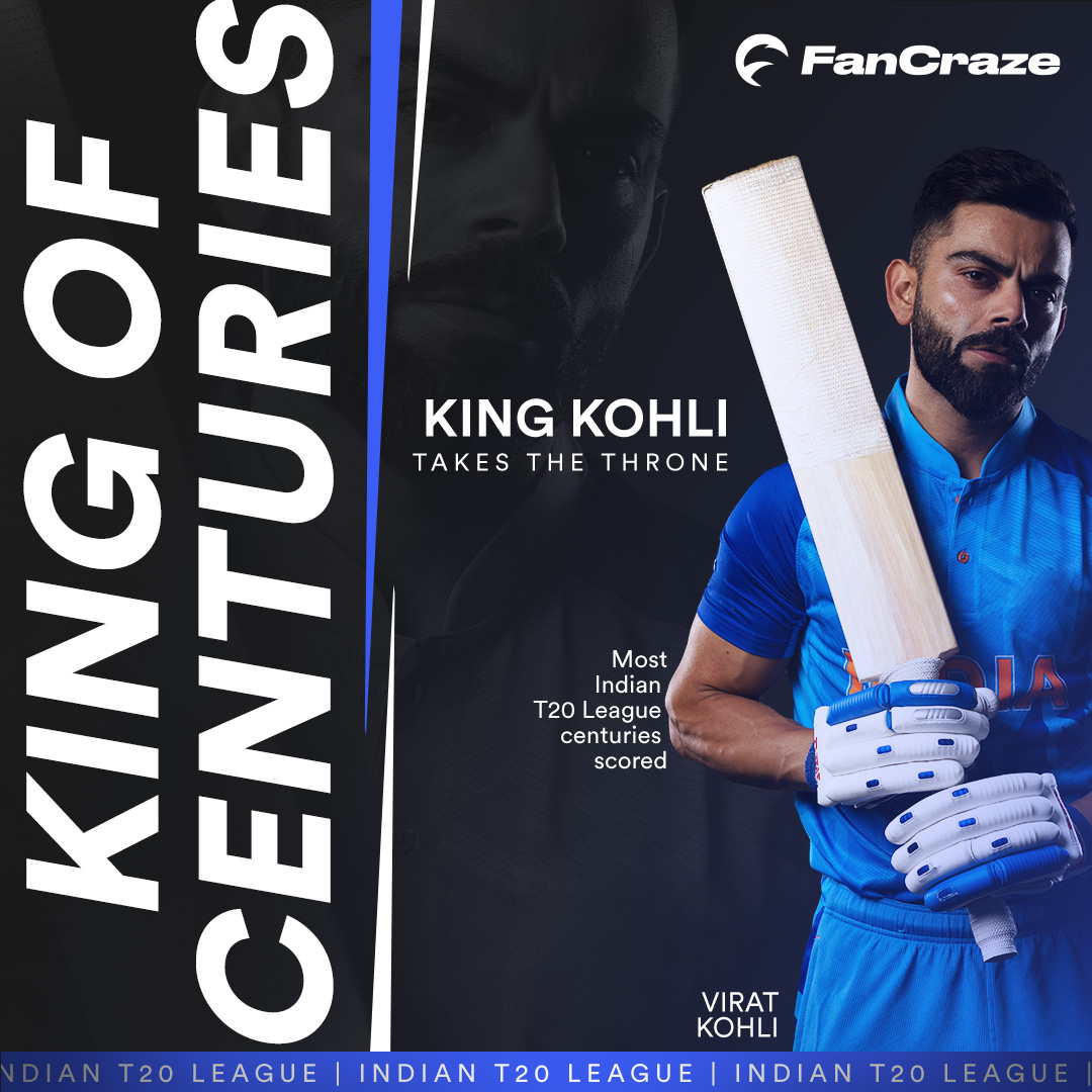 0xFanCraze's tweet photo. He came, he batted, he conquered the world🌍
￼
Another 💯 for #ViratKohli as he goes past Chris Gayle to hit most centuries in Indian T20 League🤩
￼
#FanCraze #BadaGameKhel #KingKohli https://t.co/G3xQ8xy29x