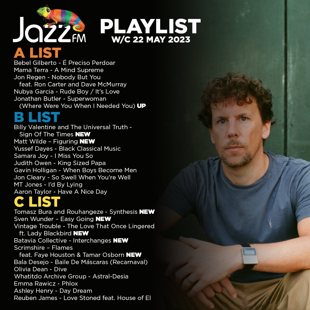 Jazz FM (@jazzfm) on Twitter photo It's time to reveal the new Jazz FM Playlist - week commencing 22 May 2023 🔊 🎶
What do you think? Is your new favourite artist on our list?
Featured Artist: SCRIMSHIRE 📸
| <a href="/scrimshire/">Scrimshire</a> <a href="/AlbertsFaves/">Albert's Favourites</a> #JazzFMPlaylist | It's time to reveal the new Jazz FM Playlist - week commencing 22 May 2023 🔊 🎶
What do you think? Is your new favourite artist on our list?
Featured Artist: SCRIMSHIRE 📸
| <a href="/scrimshire/">Scrimshire</a> <a href="/AlbertsFaves/">Albert's Favourites</a> #JazzFMPlaylist |