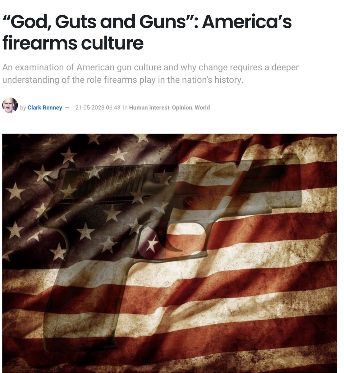 @CentralBylines @ClarkRenney This gets to the nub of the problem of guns in USA. When I used to work a lot in the US, my boss once tossed me his handgun like letting me hold his child. My look of total confusion made him roar. Guns are now in US DNA. As always, question is what could ever change this?