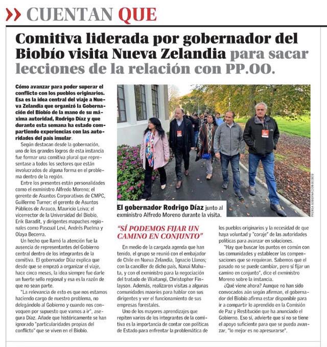 gorebiobio's tweet photo. 🗞️ PRENSA | El Diario @ElMercurio_cl destaca la misión ejecutada por la comitiva de la Región del Biobío en Nueva Zelanda liderada por el Gobernador @rdiazworner, que busca aplicar el caso del país oceánico y el pueblo Maorí en la región del Biobío. https://t.co/15izgJJApY