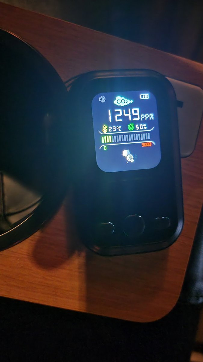 ripplepig's tweet image. I went to the movies yesterday  masked. Maybe 10 folks in the theater.  I took my co2 monitor just to see.  

After an hour, we were over 1200 ppm. 

I will mask for probably the foreseeable future. Masking doesn't hurt me. It's no big deal.