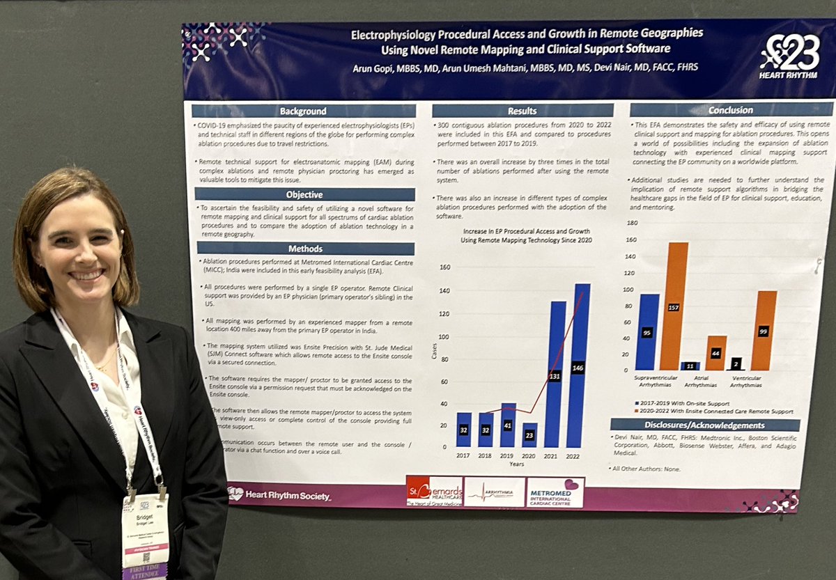 DrBridgetLee's tweet photo. Last poster of the day for #ArrhythmiaResearchGroup ! Come to #183 to see our work on #remotemapping using SJM Connect Software! Let’s make healthcare & education more accessible to everyone! 🇮🇳+🇺🇸= 🗺️ 🫀⚡️
@ArunUMahtani @Drdevignair @DrBrider @HRSonline #HRS2023 #ACCDiversity #equity @ACCinTouch