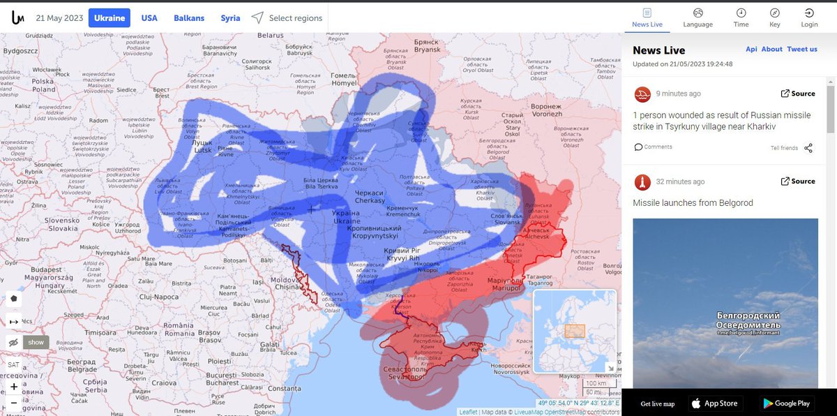 MathiasLyngberg's tweet photo. @rzarazrr_r @TheMuthaFknDon @spectatorindex Ukraine controls blue and russia controls red (roughly) https://t.co/As2ePPMizJ
