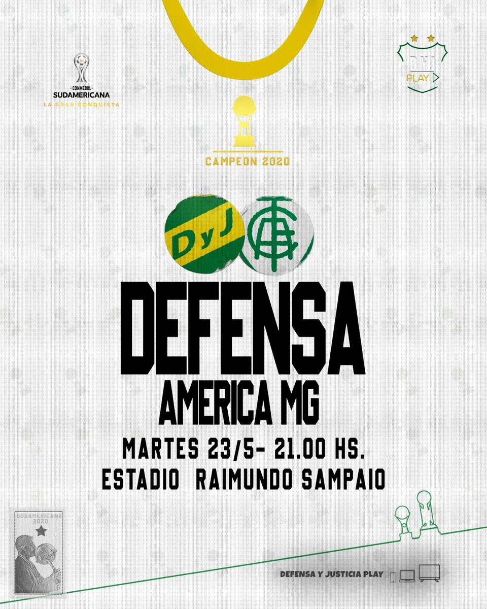 #PróximoPartido 🛫
⚽ Defensa y Justicia vs America MG 
🏆 COPA SUDAMERICANA 2023 
🏟 RAIMUNDO SAMPAIO
🕔 21:00hs.
.
DEFENSAYJUSTICIAPLAY
#copasudamericana #conmebol
#sudamericana2023
#defensayjusticia #cancha
#VolemosJuntos
#copate
#titotomaghello
#dyj #ElOrgulloDeSerDefensa