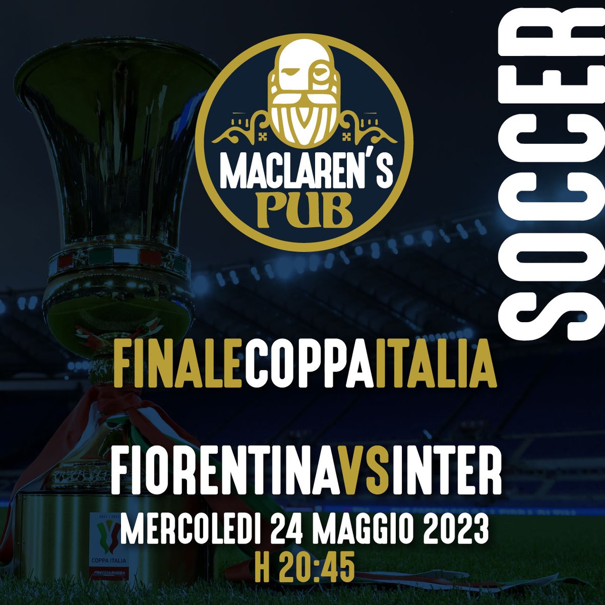 😎 Serata CHAMPIONS LEAGUE!

⚽️ MERCOLEDI 24 MAGGIO
20:45 – FIORENTINA vs INTER

📲Prenota il tuo tavolo tramite il nostro sito maclarenspub.it per non perdere questi due grandi eventi!

#maclarenspub #maclarenspubitalia #salerno #birreria #birra #pub #calcio