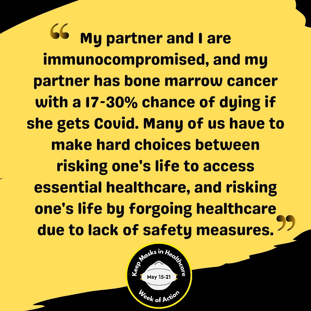 Pan_End_It's tweet image. People are being forced into impossible decisions due to medical professionals lack of care for their patients. Immunocompromised folks should not have to risk serious illness to access healthcare. We must #KeepMasksInHealthcare
#MaskWeekofAction