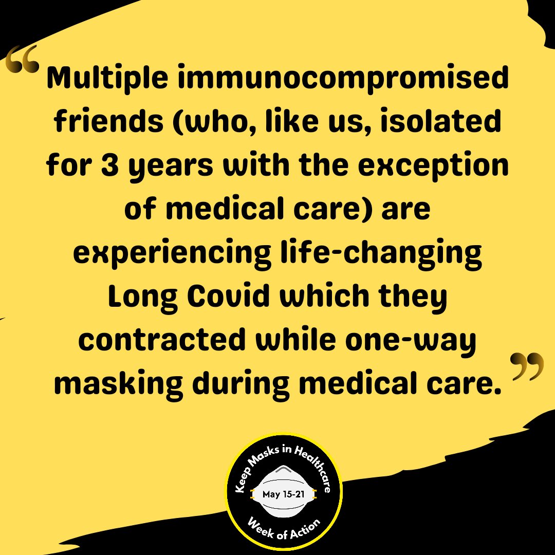 Pan_End_It's tweet image. People are being forced into impossible decisions due to medical professionals lack of care for their patients. Immunocompromised folks should not have to risk serious illness to access healthcare. We must #KeepMasksInHealthcare
#MaskWeekofAction