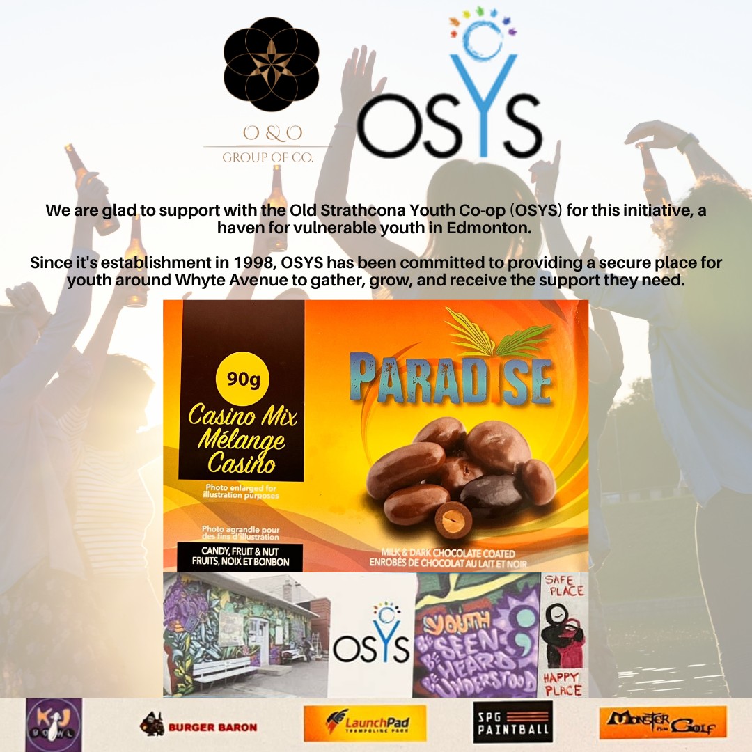 <a href="/OOGCompanies/">O & O Group of Companies</a> Supports <a href="/Oldstrathconayo/">Old Strathcona Youth</a> ! 📷
We are glad to announce our support with the OSYS Old Strathcona Youth Society "the co-op", a haven for vulnerable youth in Edmonton. Since its establishment in 1998, OSYS Old Strathcona Youth Society "the co-op" has been committed to