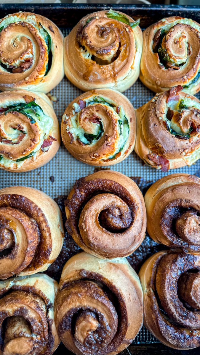 I made savory rolls with bacon spinach and cheddar and a mornay glaze