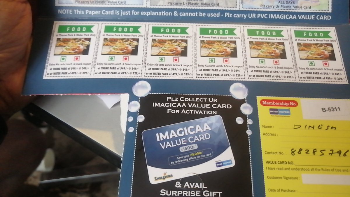 V_ann_06's tweet photo. Also if u have #metro people selling #imagica card, don't fall for it either. U will be left with sour feeling &amp; pocket cause they do a fabulous sales pitch but when u experience it @imagicaaworld, u are made to follow queue to get access to park &amp; discount is on selected food https://t.co/M6VL69O1cE