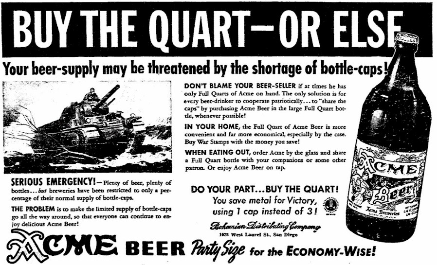 During WWII it was patriotic to drink quarts, aka the 'Victory Size' beer. #DoYourPart