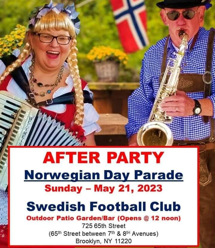 ellenlindstrom's tweet photo. NORWEGIAN DAY PARADE today!
AFTER-PARADE PARTY @ The Swedish Football Club (65th Street between 7th and 8th Avenues)  Enjoy the Garden, Lapskaus, BBQ &amp; BAR.  Live Music starts @ 2:30 pm by "The Swedish Meatballs" SKÅL! https://t.co/2uIR8602m5