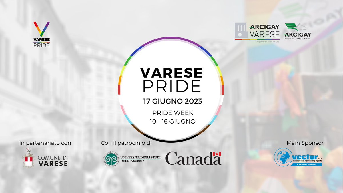 varesepride's tweet photo. Varese Pride 2023 🏳️‍🌈
Sabato 17 giugno
ore 16.00 - Concentramento in Piazza Monte Grappa 
ore 17.00 - Partenza e corteo in centro città
ore 19.00 - Arrivo alla Tensostruttura dei Giardini Estensi. A seguire e fino a notte VARESE PRIDE NIGHT con DJ Set e live PERFORMANCE 🎧 https://t.co/UOUI2TZ3v0