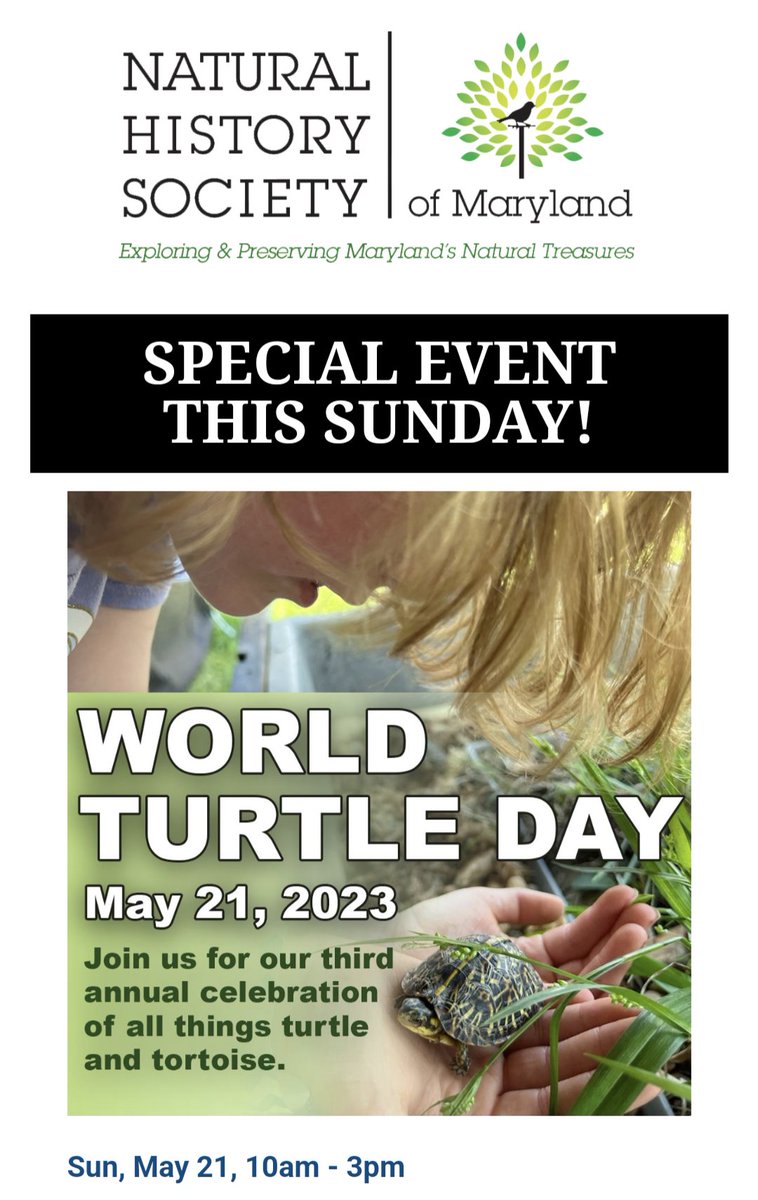 stacyfarina's tweet photo. Join us at the Natural History Society of Maryland to #shellabrate #WorldTurtleDay! https://t.co/NuTRUrfSpG