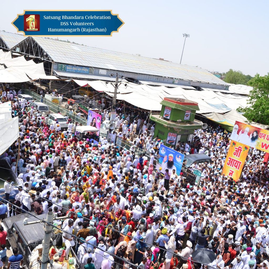 DSSNewsUpdates's tweet photo. With an aura filled with joy, reverence, and a deep sense of gratitude, Hanumangarh (Raj.) witnessed the surge of divinity today! Lakhs of disciples attended Satsang Bhandara Naam-Charcha and paid gratitude to Guruji Saint Dr. @Gurmeetramrahim Singh Ji Insan. Check the electrifying glimpses here! #SatsangBhandara #Celebration #DeraSachaSauda