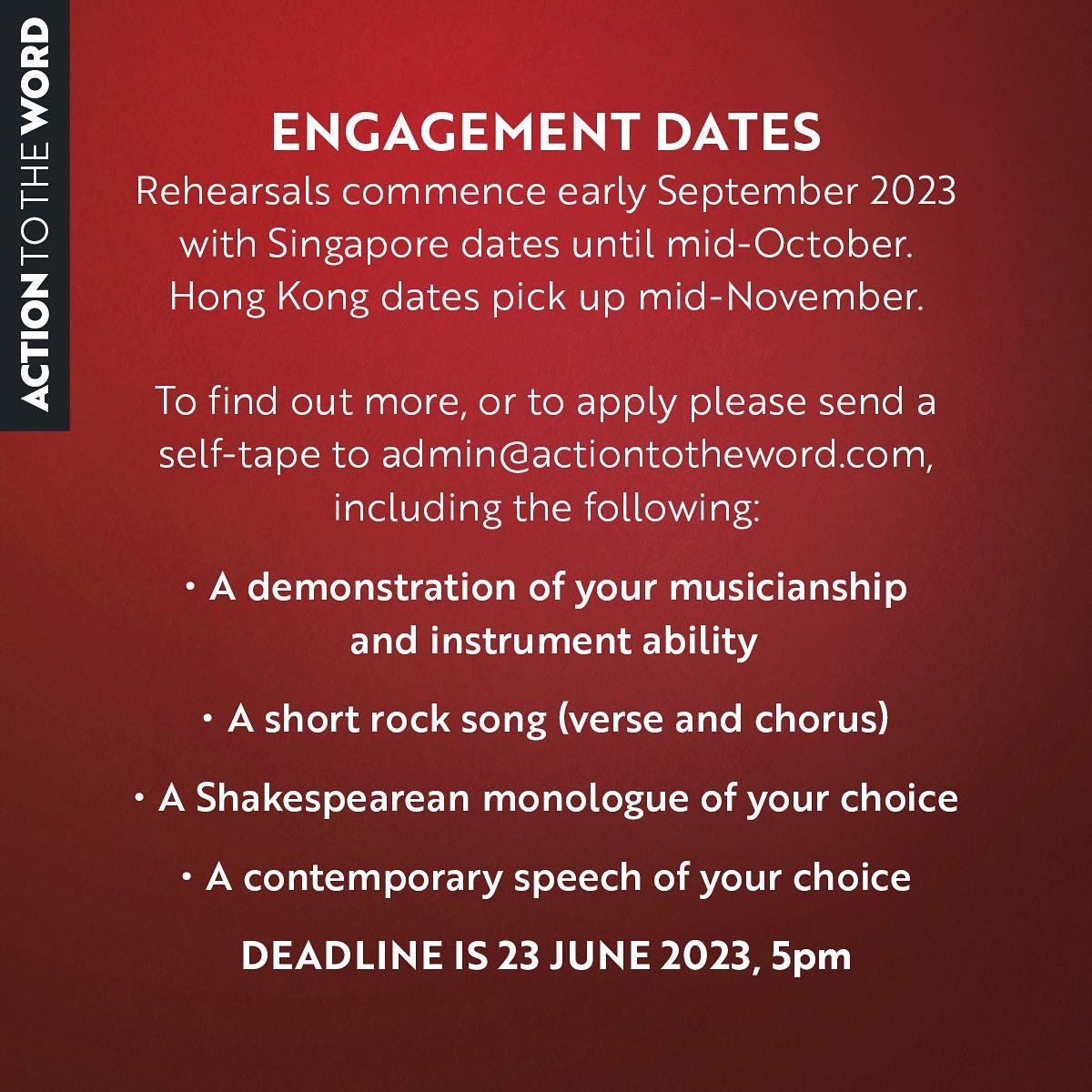 AlexShakespeare's tweet photo. We are casting @ActionToTheWord check it out 👇🏽#casting #shakespeare #paid #internationaltour #actiontotheword. Plz RT https://t.co/NZnvHhtr9e