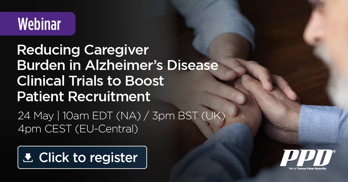 Last chance to register!

Learn how to aid study success by addressing the needs of #AlzheimersDisease caregivers, and understand why reducing caregiver burden can boost #patientrecruitment and retention.

Join our expert webinar on Wednesday, 24 May. » bit.ly/40Ge6Jr