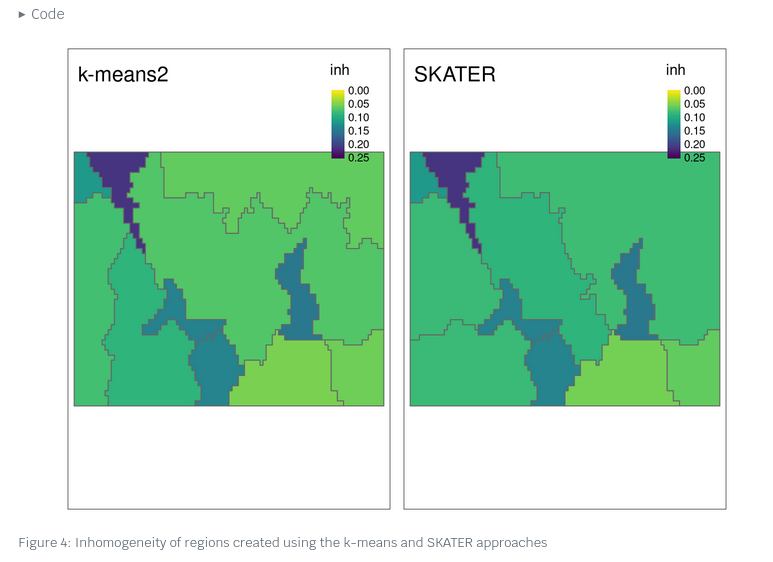 jakub_nowosad's tweet image. Check out the second blog post in the series on the supercells package!
Learn about merging similar adjacent supercells into larger regions using unsupervised approaches like k-means and SKATER.
Link: buff.ly/3Wk2w69
#rstats #rspatial #spatialclustering