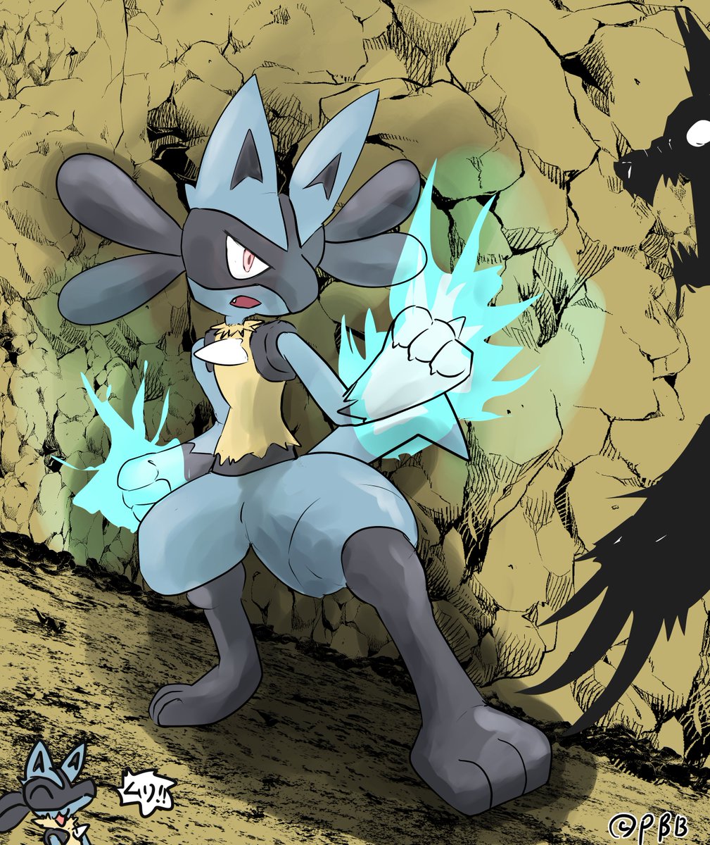 ルカリオ 「#ポケモン版深夜の真剣お絵描き60分一本勝負  ルカリオで描きました! もう少し」|ぽてばらぼでーのイラスト