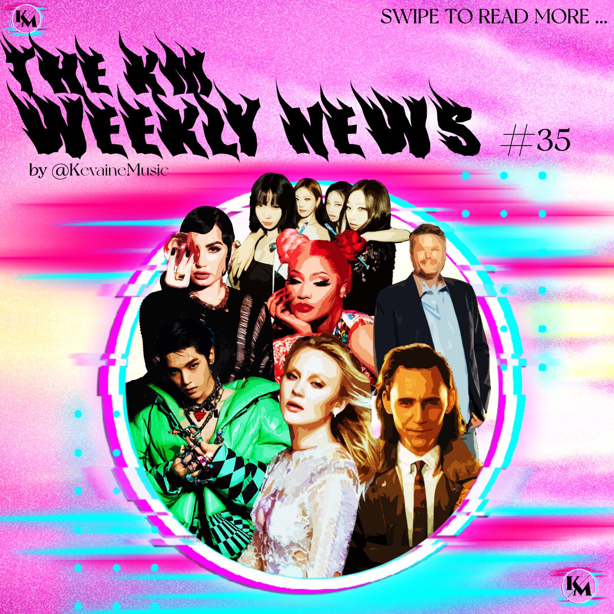 🎵KM WEEKLY NEWS #35🎵
1️⃣ #ZaraLarsson acting debut 📺 
2️⃣ #Loki & #Echo are coming 👀
3️⃣ #Taeyong solo debut 💿
4️⃣ #NickiMinaj in the Hunger Games ? 🐍
5️⃣ #BlakeShelton leave his red chair 🎤
6️⃣ #DemiLovato rock versions 🤘
⏯️ SOTW : #Spicy by #aespa 🌶️
Link in bio for MORE 😉💿