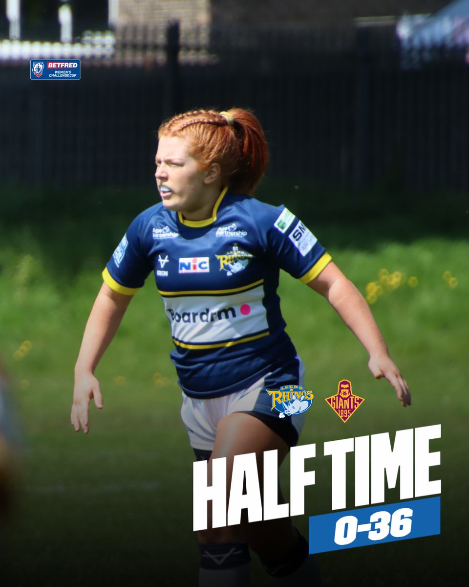 The Rhinos have a strong lead at the break thanks to tries from Dainton, Moxon, Cudjoe, Hardcastle and Butcher.

#LeedsRhinosWRL #TeamRhinos