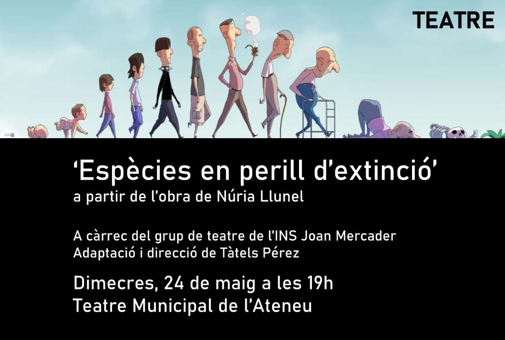 El proper Dimecres 24 de maig a les 19:00 estrenem 'Espècies en perill d'extinció' al Teatre Ateneu.