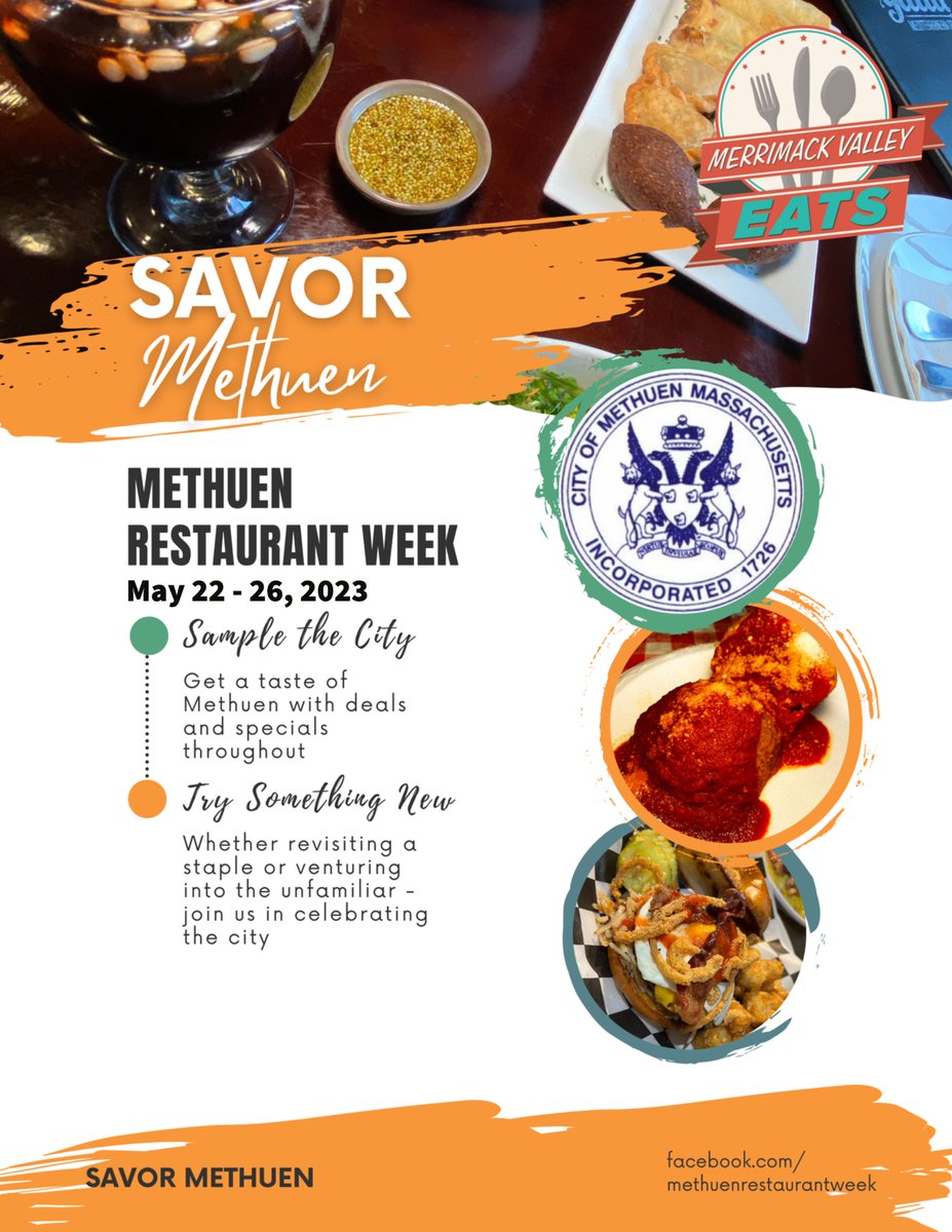 cityofmethuen's tweet photo. Mayor Neil Perry announces Methuen Restaurant Week, May 22-26. Says Mayor Perry, "Our excellent food establishments are offering great deals, which is welcome during a time when everything is costing us more." Visit https://t.co/A4gCxzxhMP https://t.co/2vCnzLgIFX