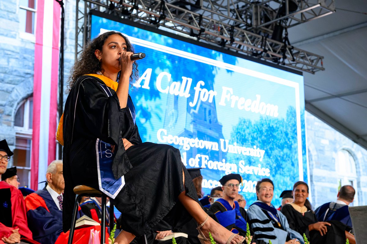 georgetownsfs's tweet image. Special thanks to Sylvia Yacoub (MSFS’23) for her beautiful rendition of  “Rise Up” and to @NicBibSed, executive vice president of @freedomhouse and a 1997 graduate of @georgetownmsfs, for her reading of the citation.