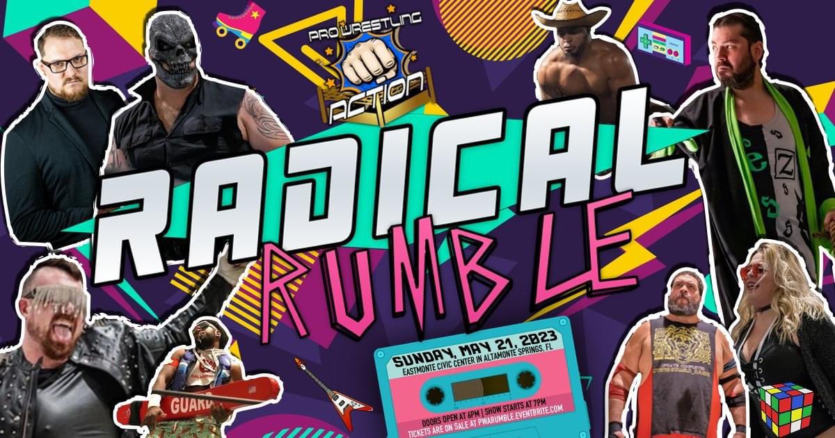 The day has arrived 🎉 Pro Wrestling Action presents “Radical Rumble” TONIGHT in Altamonte Springs, FL!

Very limited number of tickets remaining. Grab one before they’re gone!

🎟️ PWARumble.Eventbrite.com

Doors open at 6PM! See you there!