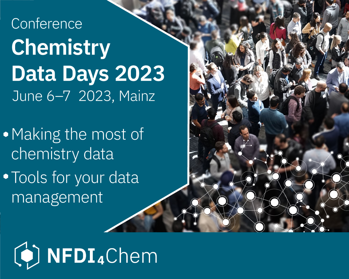 NFDI4Chem (@nfdi4chem) on Twitter photo Data and data-driven #research are important today, & will have more impact in the future! We invite you to a 2day #event at the <a href="/uni_mainz/">Universität Mainz</a> to share inspiration with you & show what's possible with data.
Gleich anmelden: bit.ly/41zLJgy
#chemistry #chemie #chemtwitter Data and data-driven #research are important today, & will have more impact in the future! We invite you to a 2day #event at the <a href="/uni_mainz/">Universität Mainz</a> to share inspiration with you & show what's possible with data.
Gleich anmelden: bit.ly/41zLJgy
#chemistry #chemie #chemtwitter