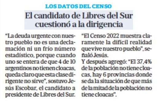 jesusescobarnqn's tweet photo. Hoy en la edición impresa de @LANACION salió esta nota sobre nuestra postura ante difícil situación de millones de argentinos y argentinas en relación a los servicios básicos. https://t.co/ASTsuA5hwE