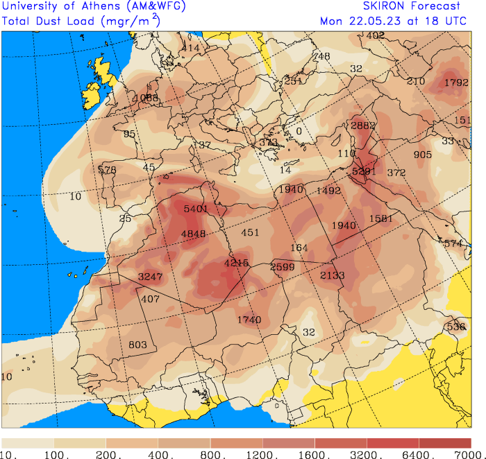Official_WXUK's tweet photo. Quite significant amounts of #SaharanDust over the southern half of the UK and much of the rest of Europe at the moment and over the next few days.

Unlikely to see dusty deposits on cars with no rain in the forecast, but hazy or unusual looking sunrises and sunsets are possible. https://t.co/L8uuUXRwDG