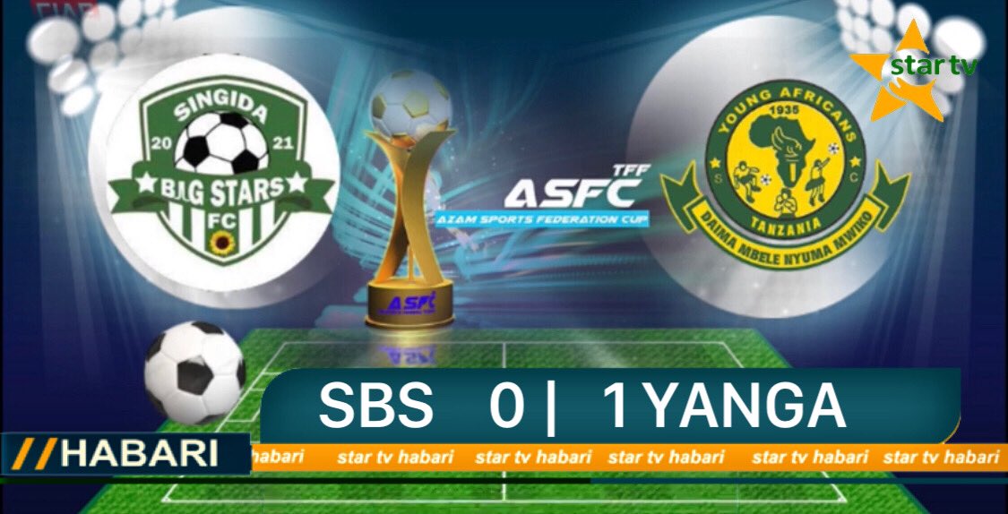 startvtanzania1's tweet photo. YANGA YAENDELEA KUNG'ARA
Klabu ya Dar Es Salaam Young Africans (@yangasc1935  yandelea kung'ara baada ya kuitembezea kichapo cha Goli moja kwa Sifuri klabu ya Singida Big stars ya Singida @singidabigstars 

Yanga sasa kucheza fainali ASFC.
@Salym @startvtanzania1 @bbcswahili https://t.co/UbHuARlVo1