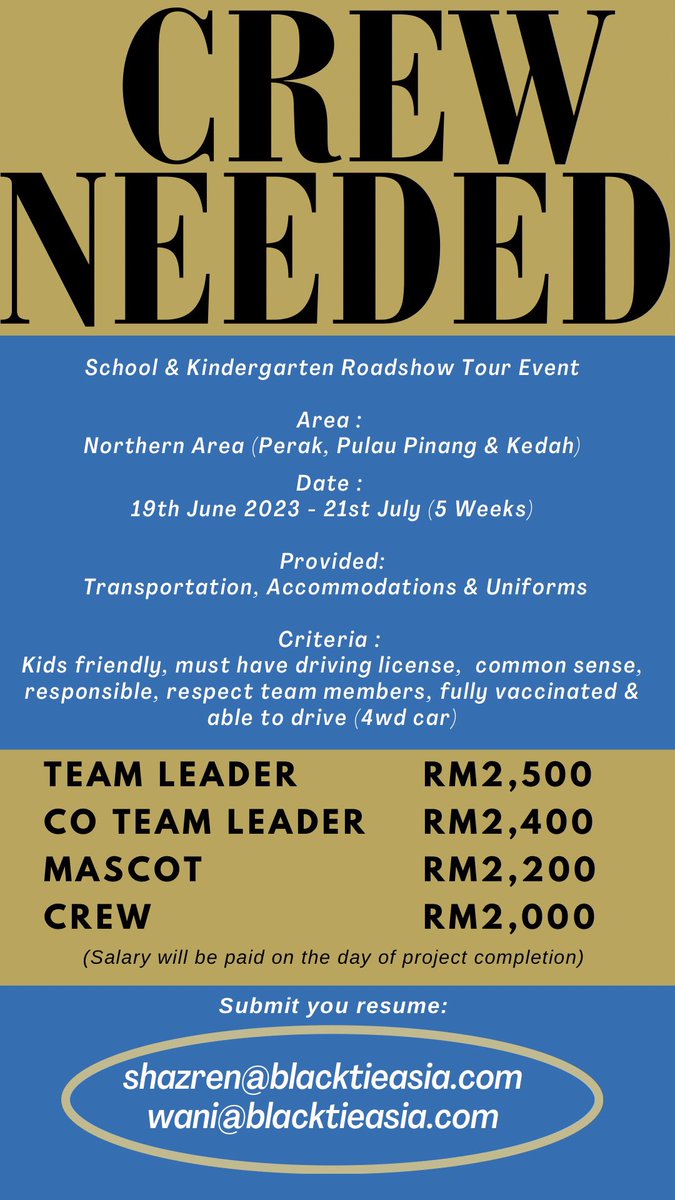 We need more crew for next tour to Northern Area! 💪🏼

@Oh_KerjaKosong @nakkerjaMY @Nakkerja_MY @haikerja @kerja_kosongMY @kerjakosong123