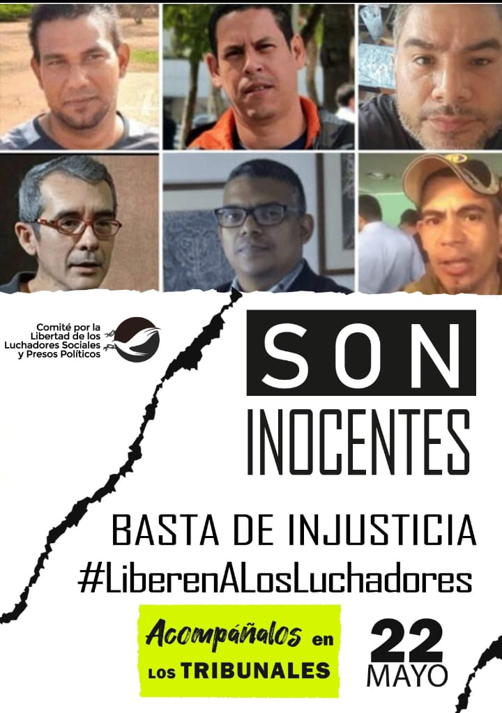 𝕊𝕠𝕝𝕚𝕕𝕒𝕣𝕚𝕕𝕒𝕕 mañana Lunes #22Mayo continua el #JuicioAmañado contra los #LuchadoresSociales. El juicio es público. La #Solidaridad la pueden manifestar presentándose en el Palacio de Justicia a la 11:30am.
 #LiberenALosLuchadores
 #LibertadPlena