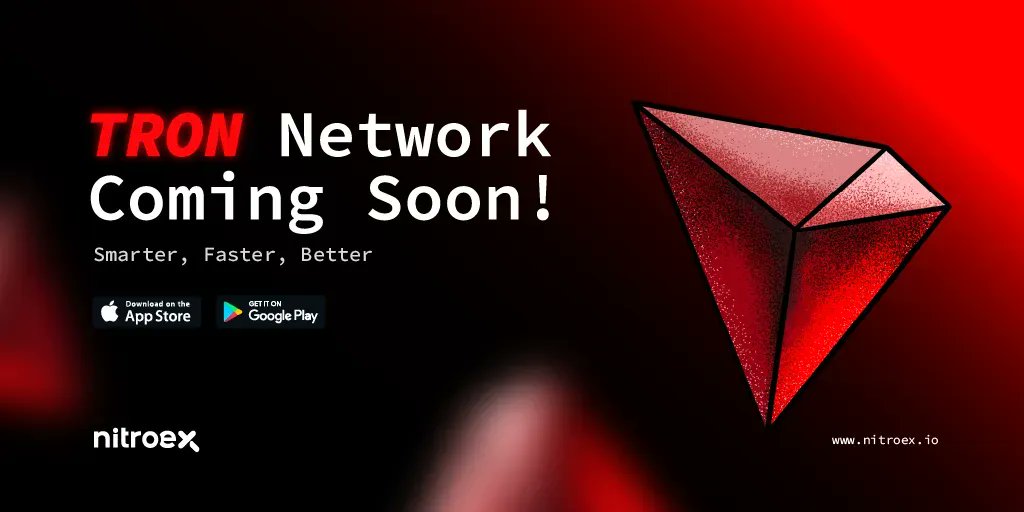 💥 Good News

🔥 TRON Network is coming soon to NitroEx! 🔥

👌🏻 Stay Tuned!

 TRC-20 network vs. ERC-20 network
🔺 It has lower transfer fees,
🔺 It is ahead in terms of speed,
🔺 Transactions are executed in a short time,
🔺 It is ahead in terms of speed and cost.

#TRON #TRC20