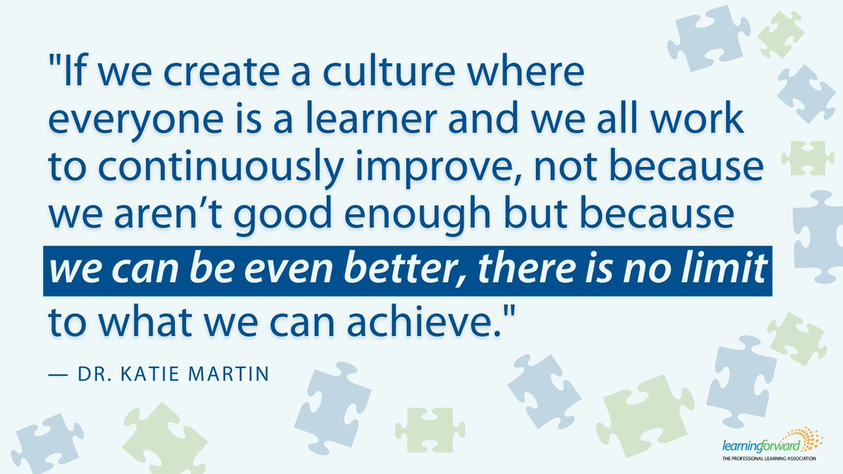 Learning Forward (@learningforward) on Twitter photo We are lifelong learners, not because we aren't good enough, but because we can be even better and achieve more.
Thank you, Dr. Katie Martin (<a href="/katiemartinedu/">Katie Martin</a>), for these words of wisdom.
#professionallearning #professionaldevelopment We are lifelong learners, not because we aren't good enough, but because we can be even better and achieve more.
Thank you, Dr. Katie Martin (<a href="/katiemartinedu/">Katie Martin</a>), for these words of wisdom.
#professionallearning #professionaldevelopment