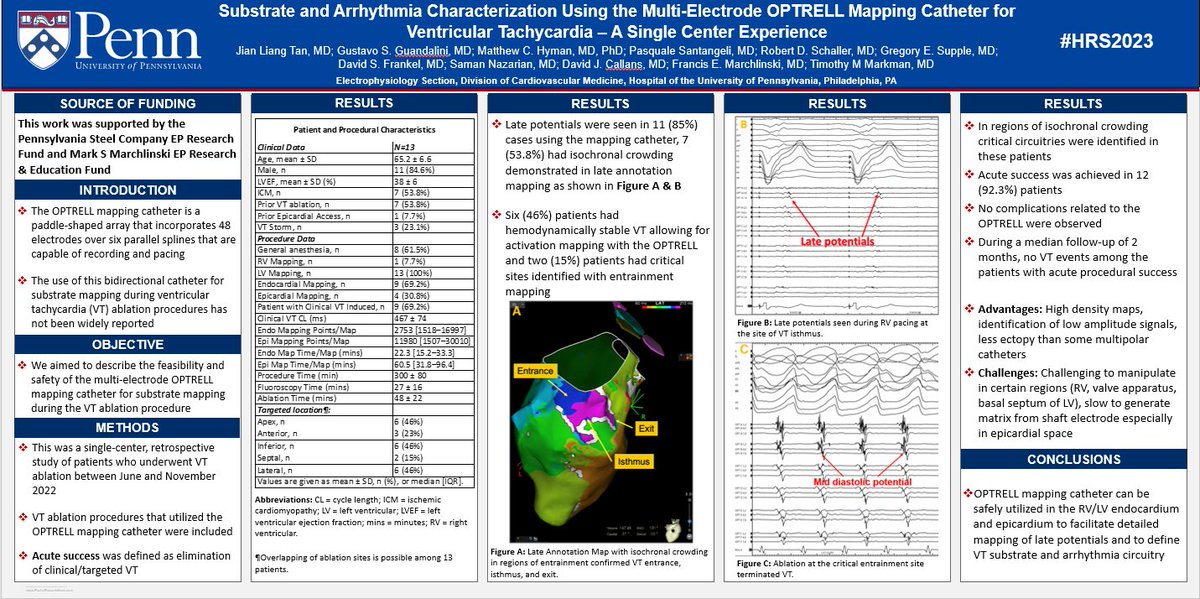Timothy Markman (@dr_markman) on Twitter photo Highlighting some of the extraordinary work by <a href="/PennEPFellows/">Penn Electrophysiology Fellowship</a> at #HRS2023. <a href="/OCTJL/">JL Tan</a> put together our initial series using @BiosenseWebster Optrell for VT ablation. Appears safe & feasible for high density multipolar mapping. #EPeeps look out for manuscript on use for VT/PVC soon. Highlighting some of the extraordinary work by <a href="/PennEPFellows/">Penn Electrophysiology Fellowship</a> at #HRS2023. <a href="/OCTJL/">JL Tan</a> put together our initial series using @BiosenseWebster Optrell for VT ablation. Appears safe & feasible for high density multipolar mapping. #EPeeps look out for manuscript on use for VT/PVC soon.