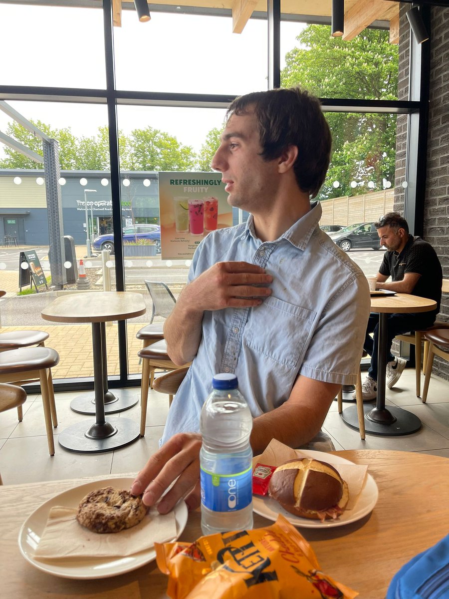 Cascade_Cohen's tweet photo. Alfie went out for snack today! Alfie had a lovely time and even met a dog! 
#snackincafe
#tripsout https://t.co/lmPd9xbG8w
