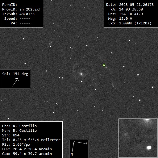 #SN2023ixf in M101. Discovered last friday. The same night I was observing visually that galaxy without knowing about the new supernova. #ObSN while is cloudy in spain, it is clear in Utah #T5 @iTelescope_Net