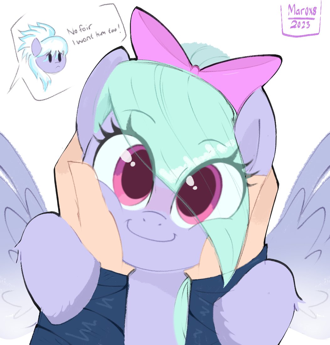 Holding a cute pegasus face of Flitter.🤗
Somepony got jelly 😏🤭.
:
:
:
#mlp #mlpg4 #mlpart #mlpfim #mylittlepony #mlpfanart #flitter