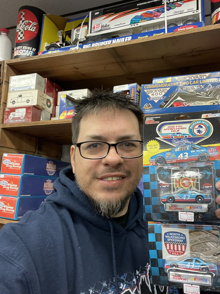 MilestonesMotor's tweet photo. It’s kinda like both today, right? Store is open 10-5 today! #vintagenascar #NorthWilkesboroSpeedway #NASCARAllStarWeekend #onehotnight https://t.co/CW4IL9oJlk