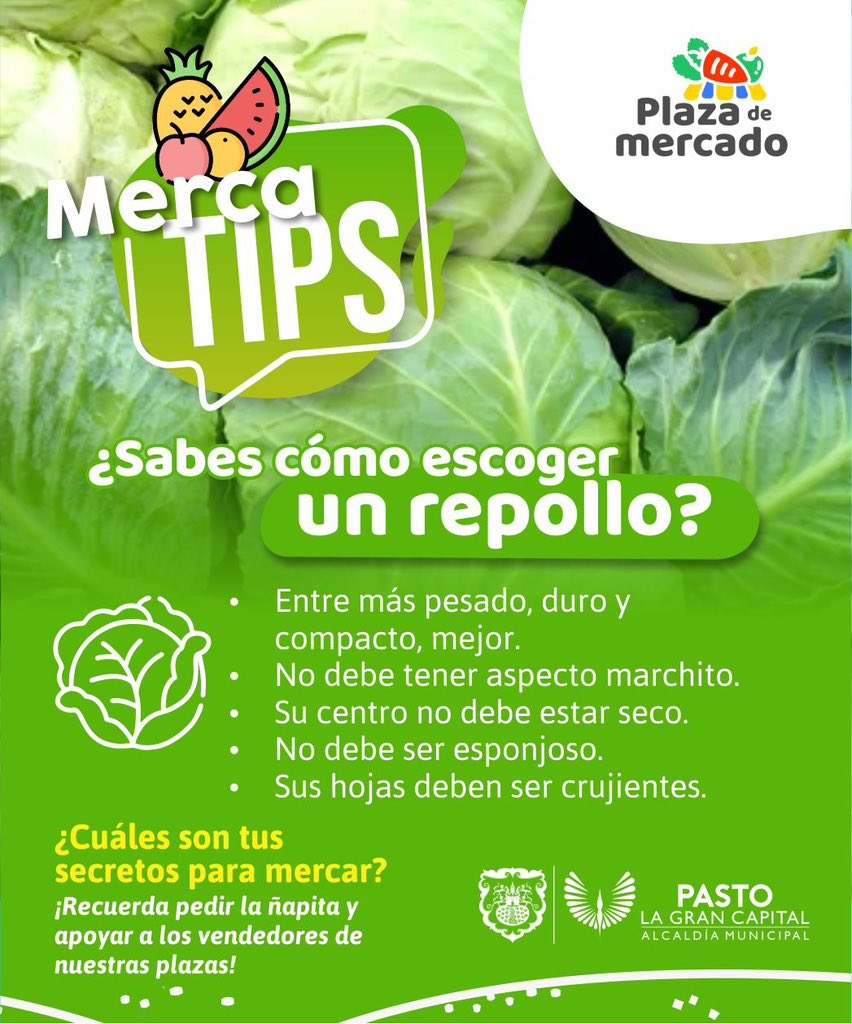alcaldiapasto's tweet photo. 🍉 ¡Aprende con nuestros Mercatips!
Para que las frutas y verduras que compras en las plazas de mercado sean de la mejor calidad, sigue estas recomendaciones.
Recuerda pedir la ñapita y apoyar a los vendedores de las plazas. 🫶🏻
#Mercatips
Plazas de Mercado Pasto https://t.co/9QawR7QLys