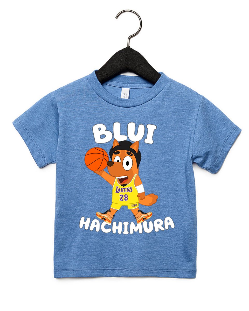 CJToledano's tweet photo. The Blui Hachimura shirt is now for sale…FOR REAL LIFE! (and for a limited time) from @FollowThroughLA.

Buy: https://t.co/aJwSx2ujhI

Adults &amp; toddlers sizes available 😊 https://t.co/DRCUovwxEc