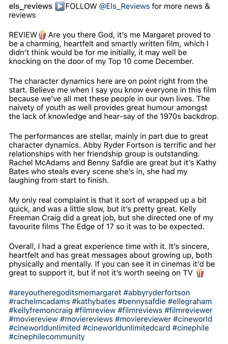 Not enough people are going to see this film and that’s a shame because it’s so wholesome ❤️

#AreYouThereGodItsMeMargaret is in cinemas now, check out my thoughts below 👇🏼