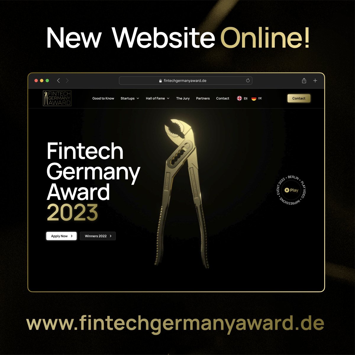 🚀 Our new #FTGA2023 website is live, thanks to <a href="/studiopolylog/">studio polylog</a>! The golden pliers trophy is the star, embodying startup excellence. Got big ideas? It could be yours (for a year), apply now !

Explore at fintechgermanyaward.de
#Fintech #Innovation #WebsiteLaunch #goldzange #FTGA