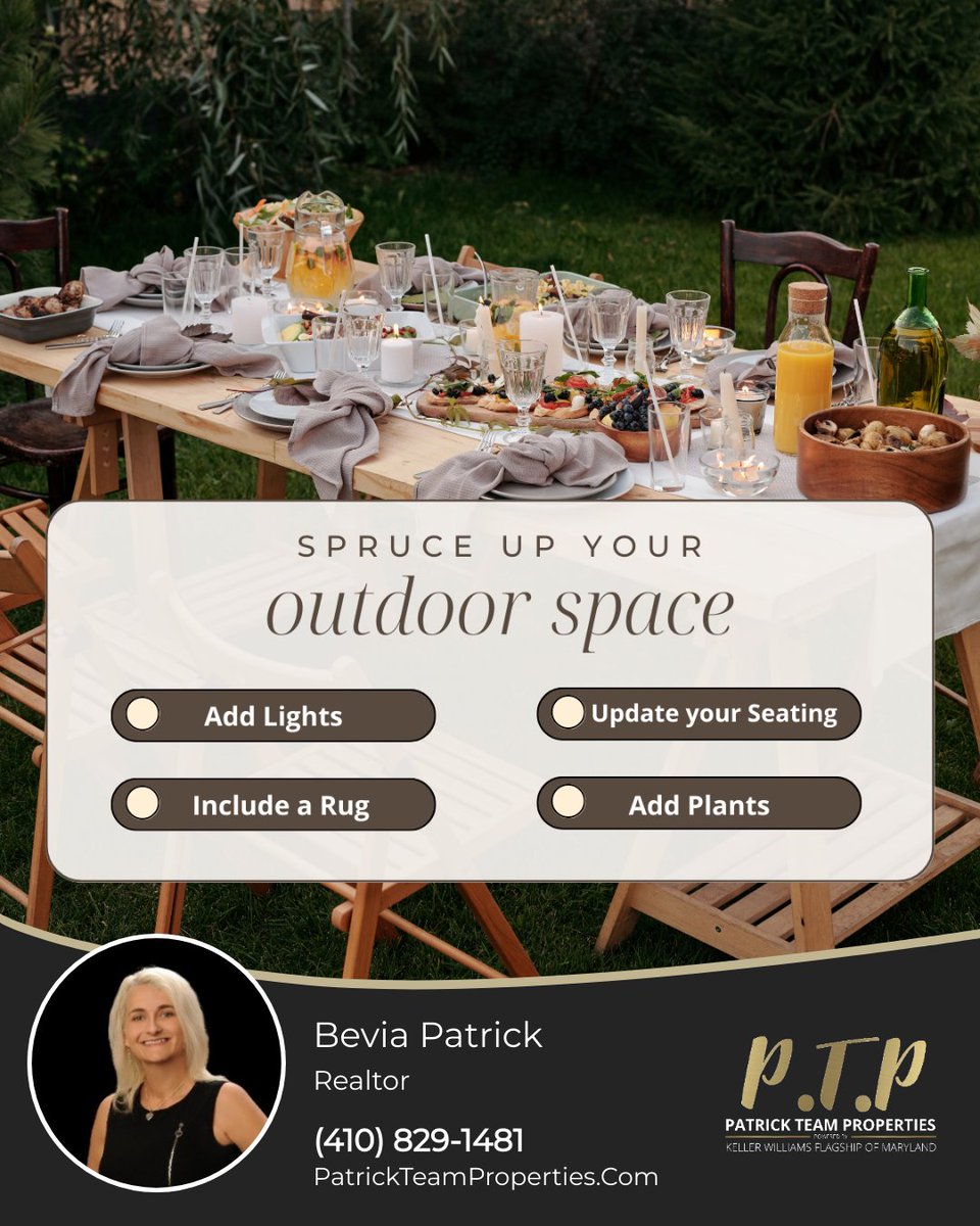 beviapatrick's tweet image. Revamp your outdoor oasis with a touch of creativity! From cozy seating to vibrant plants, let's spruce up your space and make it the ultimate hangout spot. 

#outdoorspace #outdoors #backyarddecor #backyarddesign #outdoordecor #homedecor #homedesign