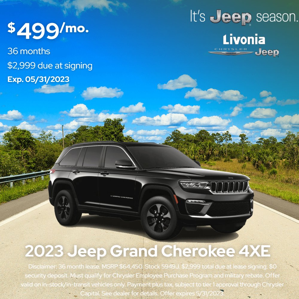 It's Jeep Season at Livonia Chrysler Jeep! Learn more at: bit.ly/LCJNewDeals
#Jeep #ItsAJeepThing #JeepFamily #JeepLife #JeepLove #Authentic #Adventure #OlllllllO #JeepGrandCherokee #GrandCherokee4XE #4XE