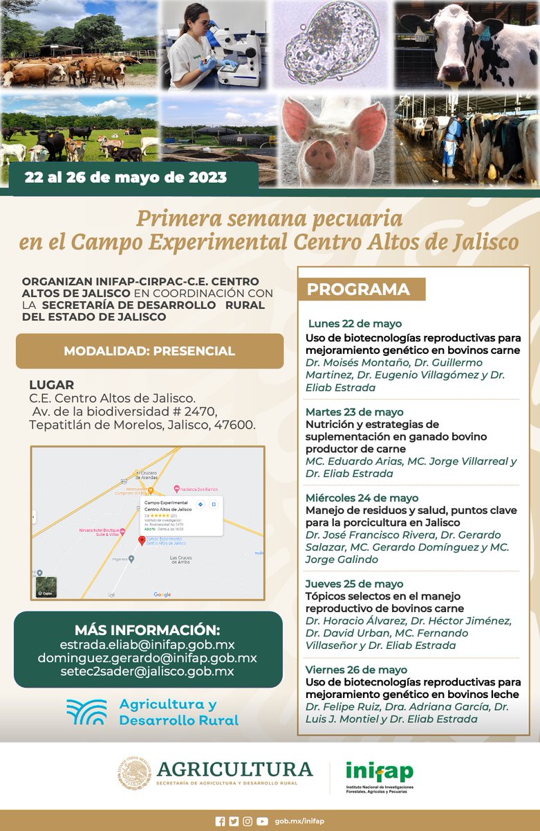 Eliab Estrada (@eliabestrada) on Twitter photo This is the Poster from our First Livestock Week at the Experimental Station Centro Altos de Jalisco. Organized by <a href="/inifap/">INIFAP</a> and supported from <a href="/AnaLucia_Cam/">Ana Lucía Camacho</a> <a href="/SaderJal/">Sader Jalisco</a> This is the Poster from our First Livestock Week at the Experimental Station Centro Altos de Jalisco. Organized by <a href="/inifap/">INIFAP</a> and supported from <a href="/AnaLucia_Cam/">Ana Lucía Camacho</a> <a href="/SaderJal/">Sader Jalisco</a>